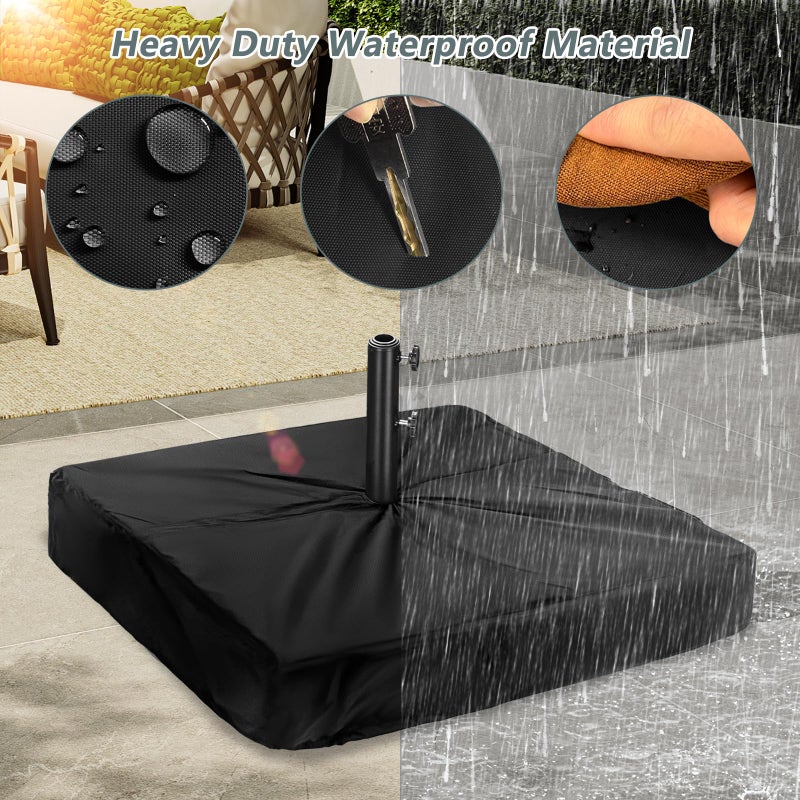 Rileytee Patio Umbrella Base Cover,Outdoor Heavy Duty 600D Waterproof Anti-UV Square Umbrella Stand Base Covers (30""L x 30""W x 5""H-Black) - Image 5
